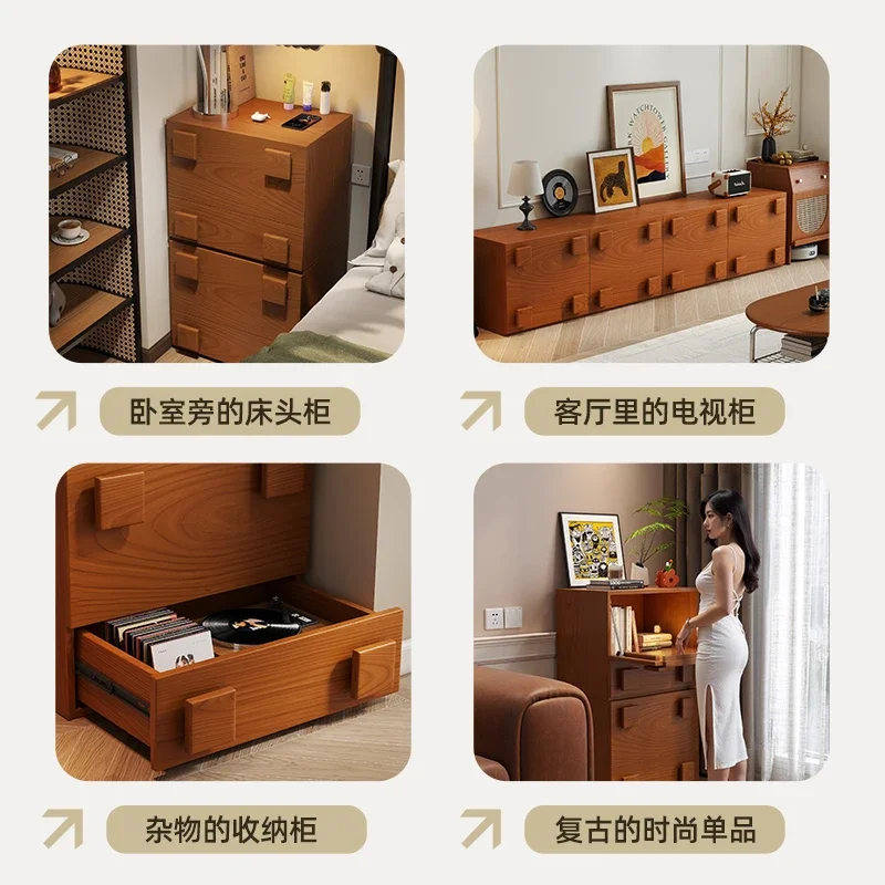 Средневековый двухслойный шкаф для хранения Кармен из цельного дерева в стиле