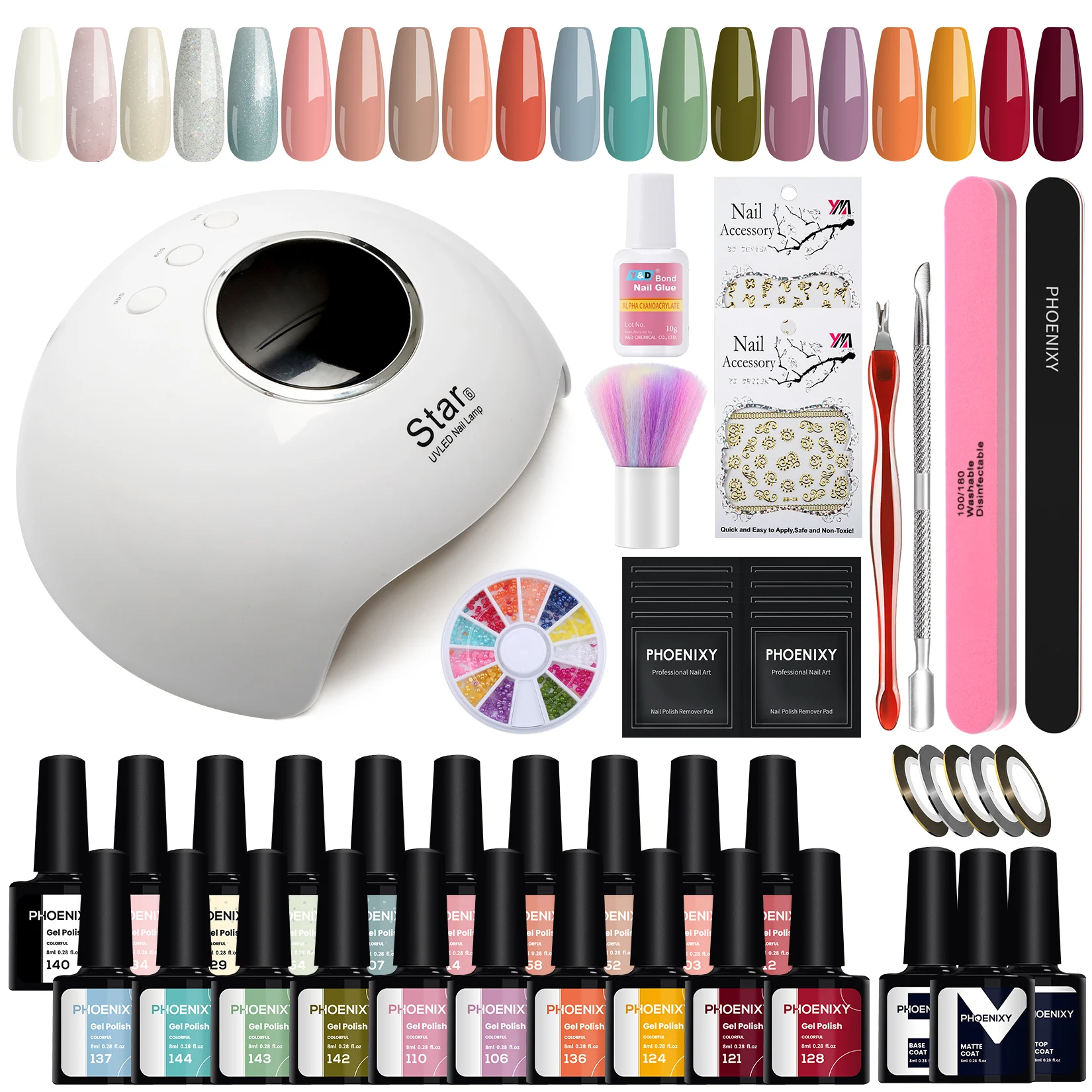 

Nail Tools Set with UV LED Lamp Gel Polish Set For Manicure Nails Art Semi Permanent Gel Varnishes Top Base Coat For Nail Kit
