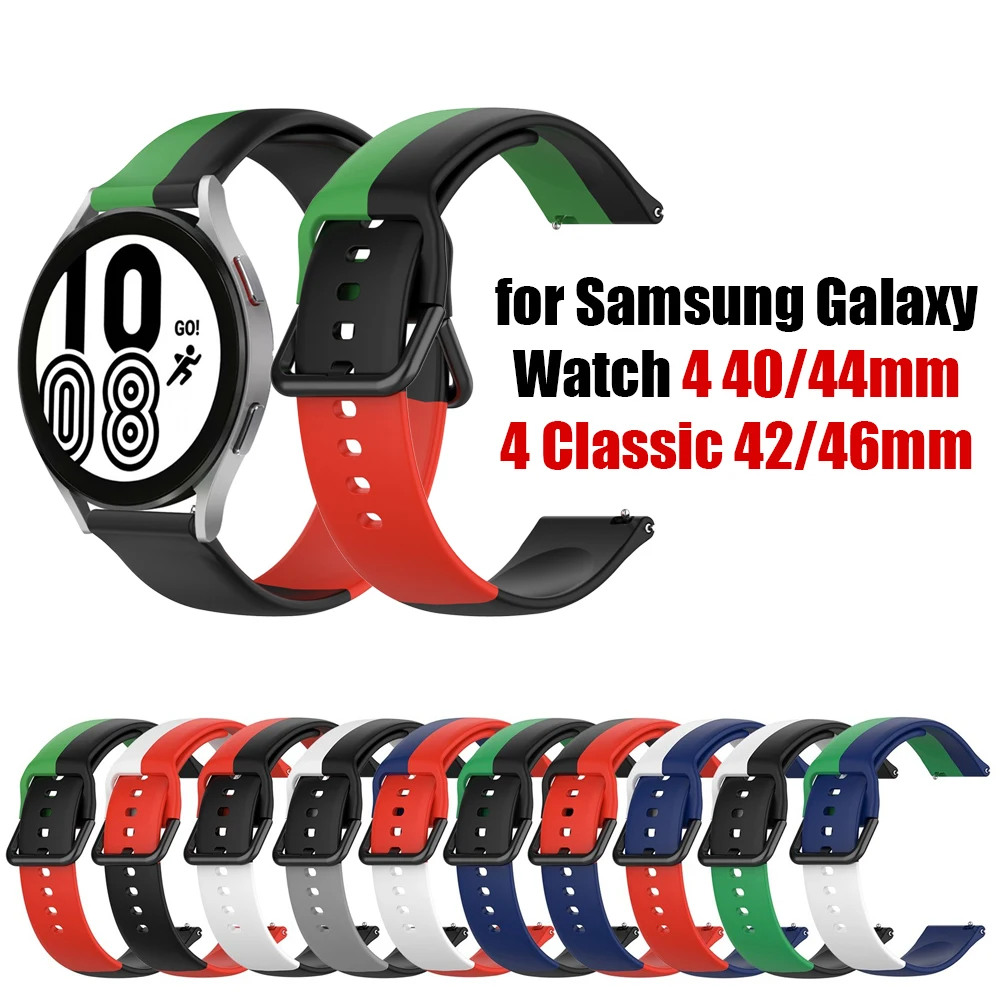 

Ремешок силиконовый для Samsung Galaxy Watch 4 40 мм 44 мм, классический черный браслет для наручных часов, в стиле пэчворк, 42 мм 46 мм