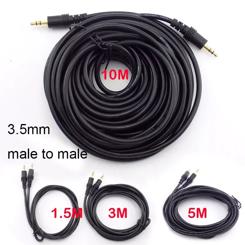

2023NEW 1.5/3/5/10M High Quality 3.5mm Male to Male Stereo RCA AUX Audio speaker Extension Cable Cord For AV Computer Extension