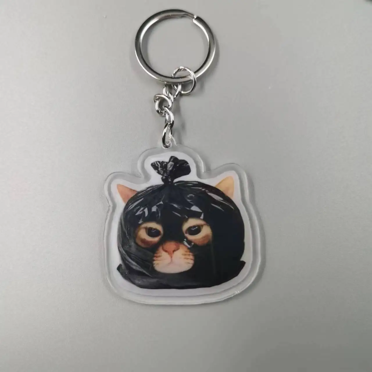 2023  Cute Garbage Bag Cool Memes Keychain 3D Modeling Banana Cat Hooded Cat Race Cat Maxwell Cat Student Gift Keychain Accessor