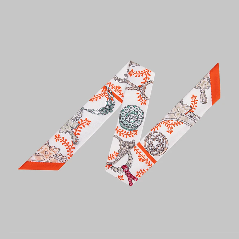 Mulberry Ribbon Decorate Handle Of Bags Luxury Handbag Silk Scarf Female All-Match Headbands Narrow Hairband Long Small Streamer