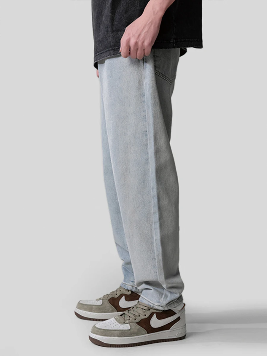 Four Seasons Monogrammed Embroidered Retro Color Straight Leg Jeans for Men and Women Straight Leg Pants Fashion Streetwear MEN