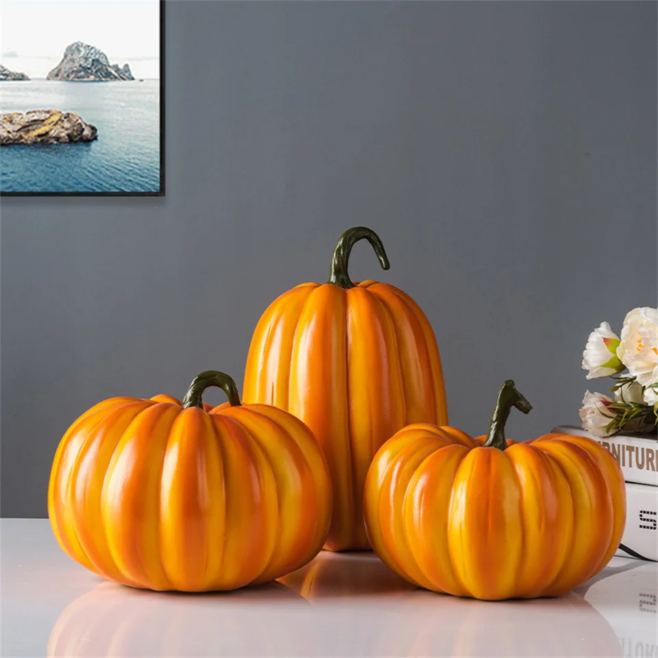 

Nordic Creative Pumpkin Resin Gift Crafts Ornament Shop Table Decoration Statue Figurines for Home Decor Living Room Office Deco