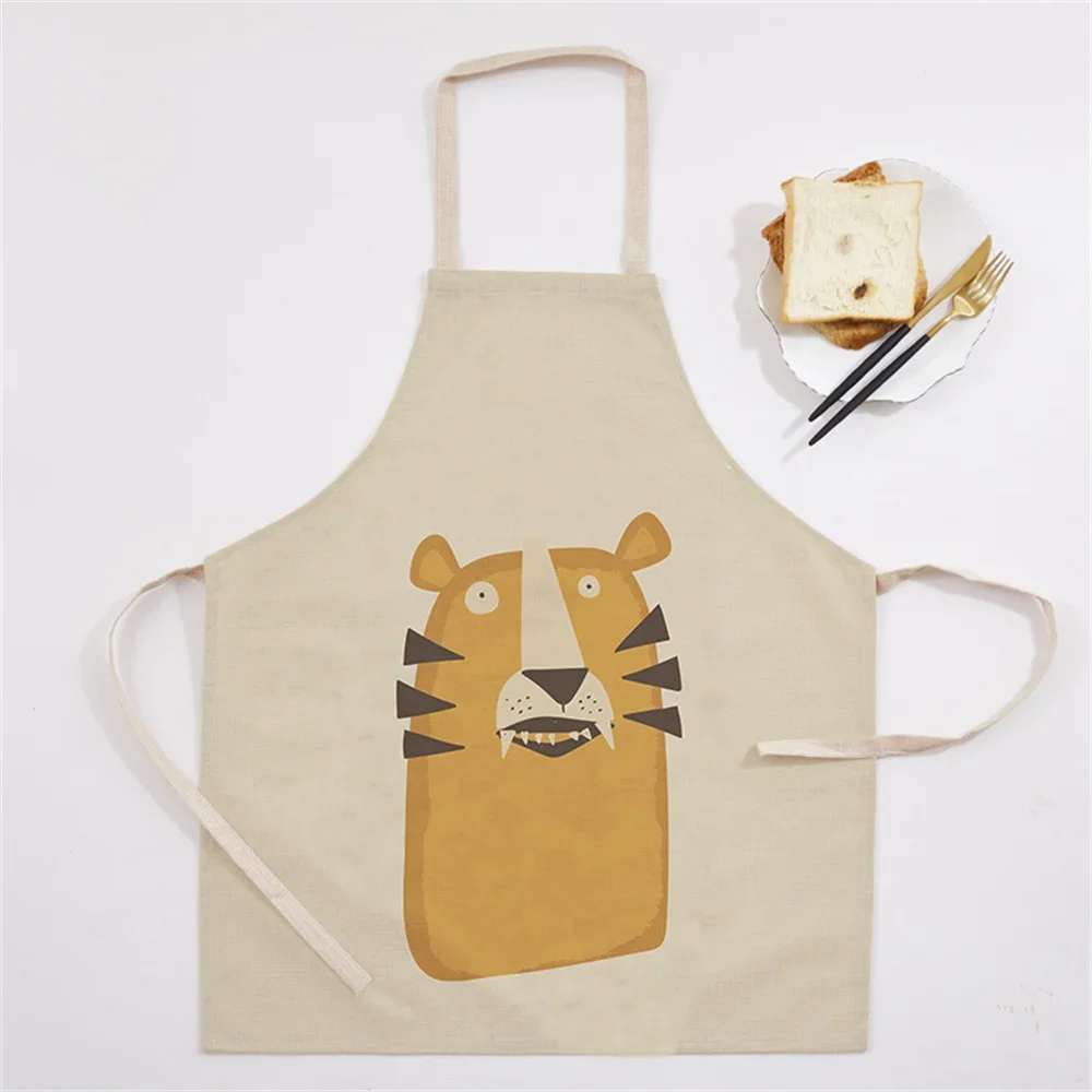 

Льняной фартук с мультяшным кроликом и цветочным рисунком