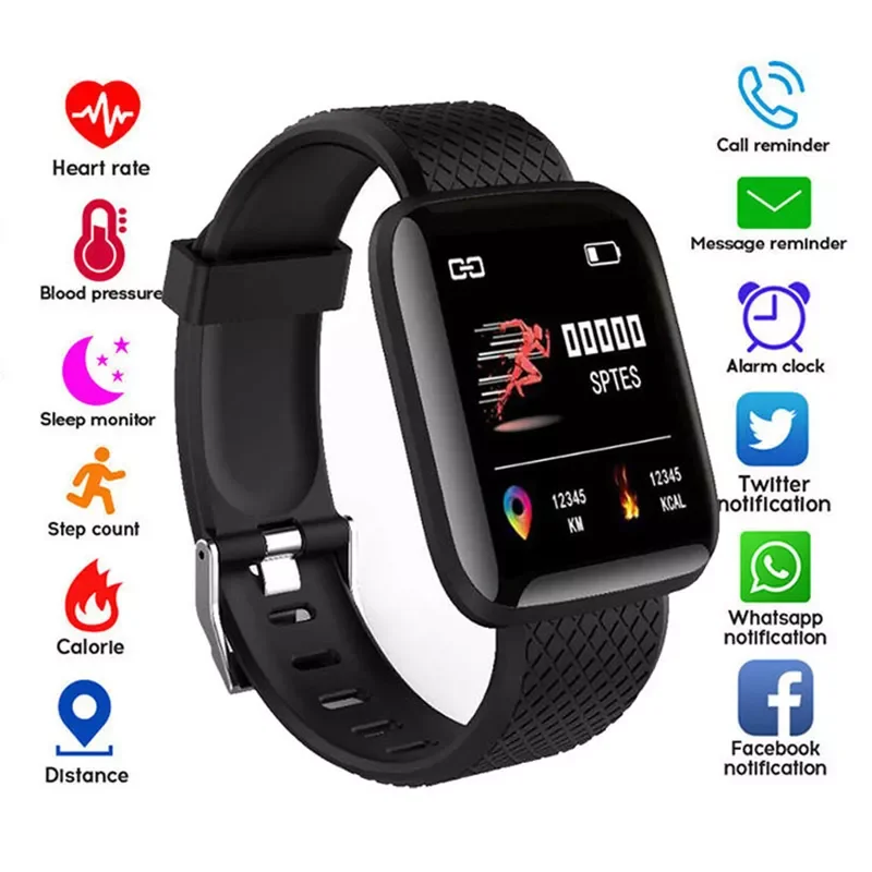 

116 Plus Smart Watch Health Wristband Sports watch Blood Pressure Heart Rate Pedometer Fitness Tracker Smart Bracelet Waterproof