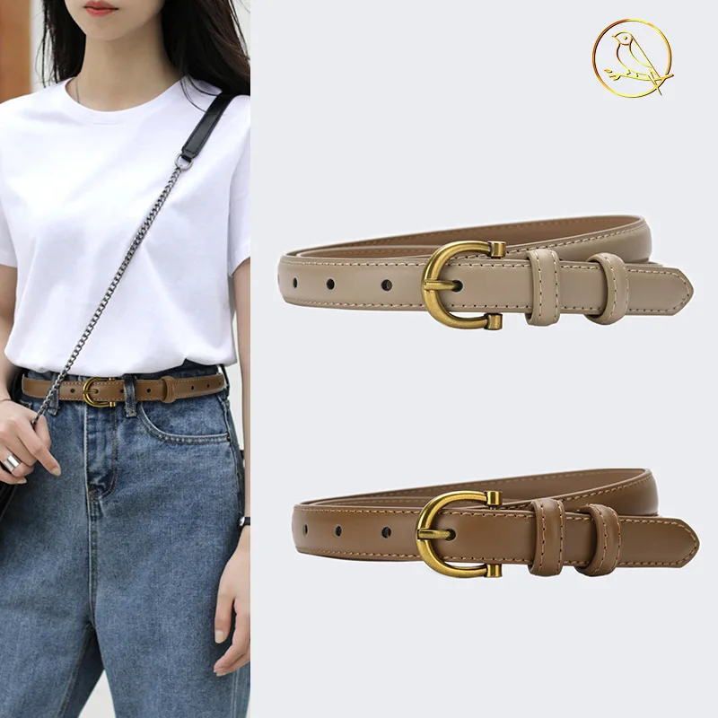 Women Belt Trend Gold Oval Buckle Belt Casual Versatile Belt Pu Belt Cheap Belt Pair With Jeans, Gift For Mother or Girlfriend