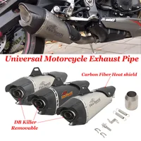 Universal 51mm Motorcycle Fire Torch Exhaust Pipe With DB Killer Heat Shield Muffler Slip-On For MT09 DUKE 390 S1000RR ZX6R R1