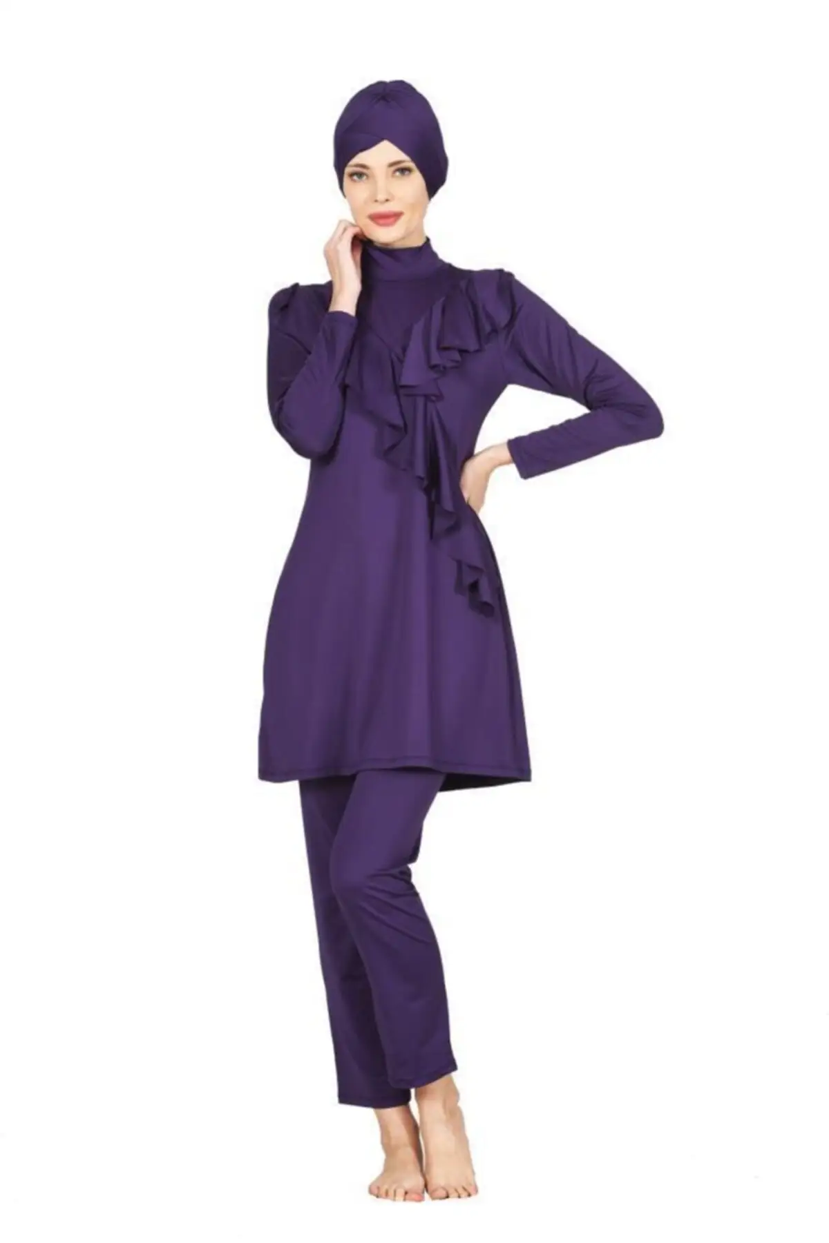 

Women purple long sleeve hijab long sleeve hijab swimwear 55319 beach clothing