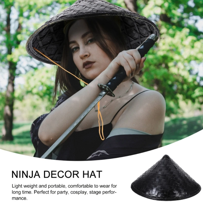 

Portable Wide Brim Sun Hat Bamboo Weaving Traditional Cap for Women Sunproof Hat Summer Rattan Hat All-match Cone Hat