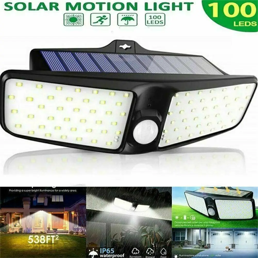 

100led Wall Lamp Super Bright Wide Range Outdoor Pir Motion Sensor Solar Lights For Garden Street Balcony Decor