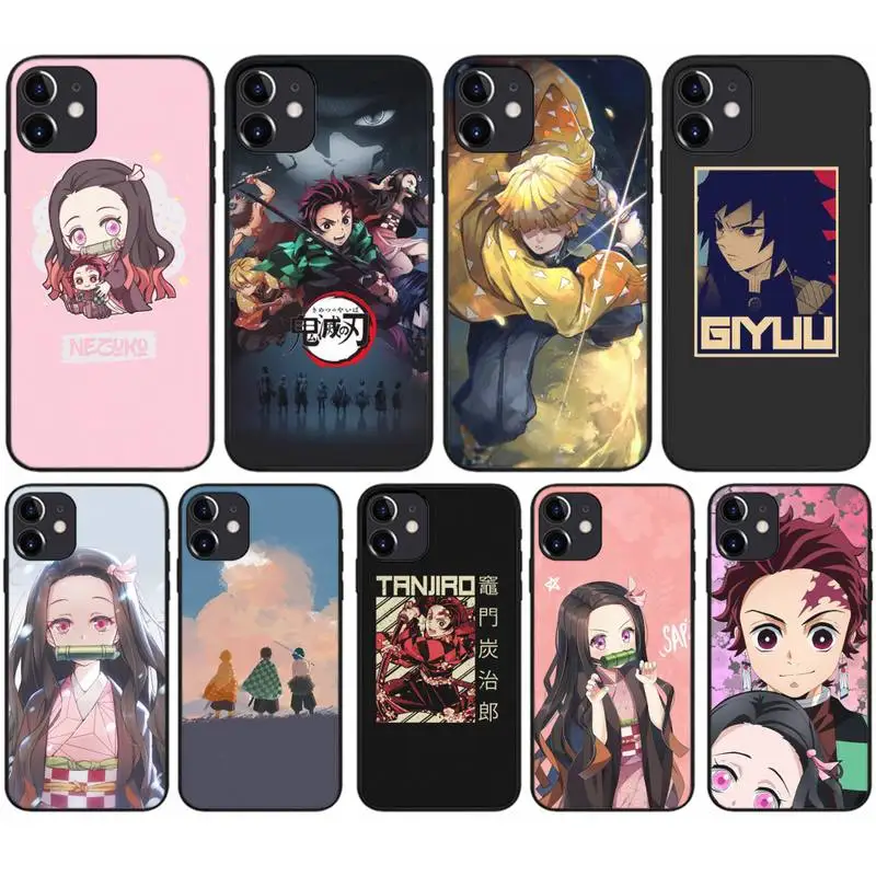 

Anime Demon slayer Kamado Nezuko girl Bling Cute Phone Case for iPhone 13 11 12 Pro Max mini 7 8 6 Plus XR X XS se phone Cover