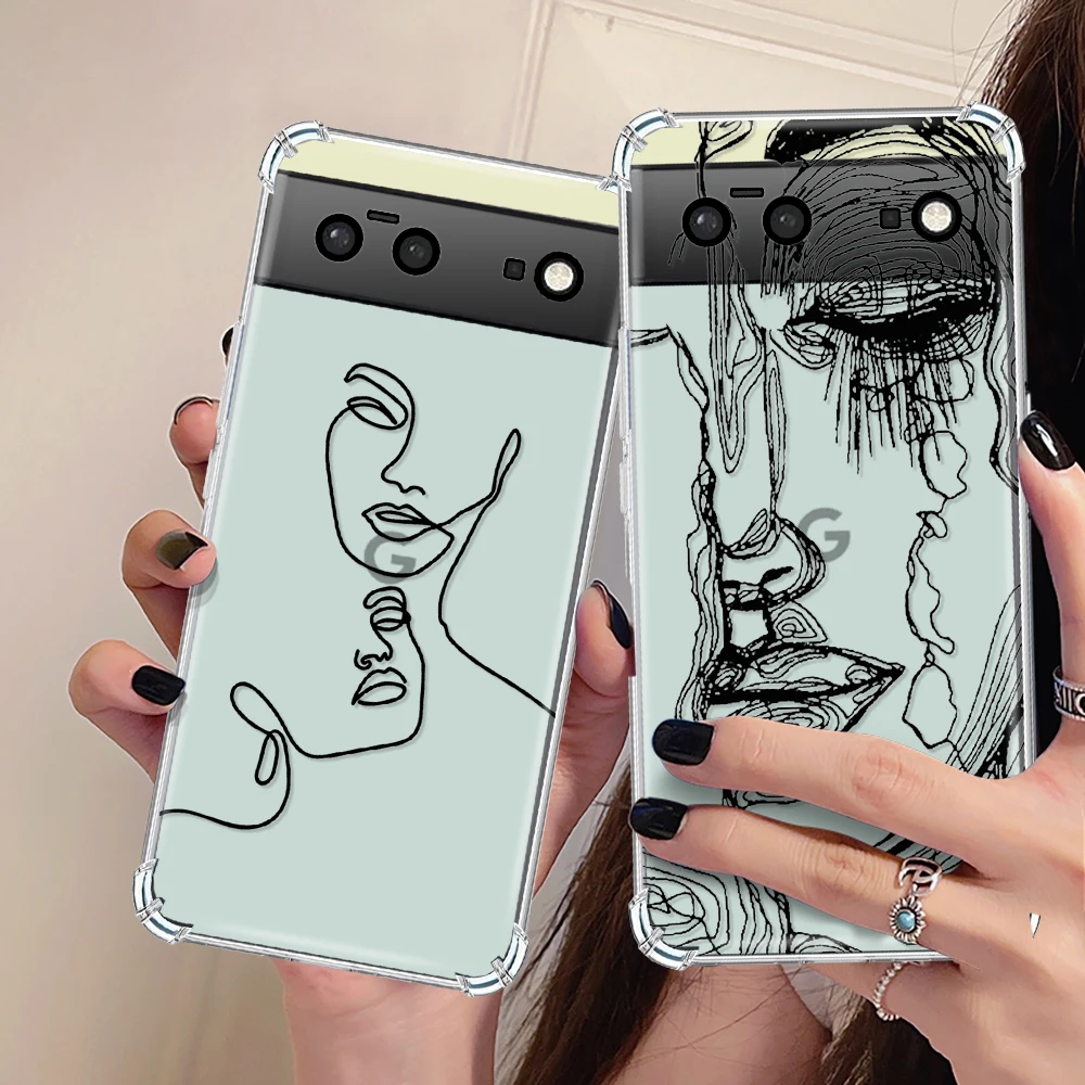 

Abstract Line Design Phone Case for Google Pixel 7a 7Pro 7 Transparent Cover for Pixel 6a 6 6Pro Shockproof Soft TPU Capas