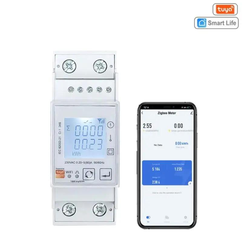

Modbus 230V Multifunction Energy Meter Single-Phase One Pulse Output With RS485 K W VA A V KWH 45-65Hz