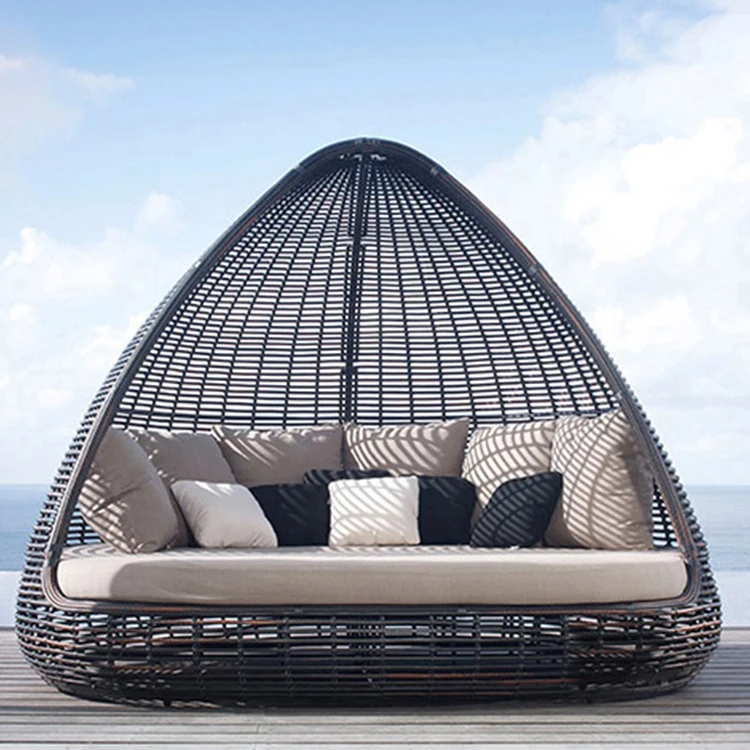 

rattan wicker outdoor patio round sofa daybed set bed round