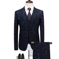 mens coat vest pants luxury bronzing high quality banquet 3 piece suit set male fashion plus size blazer jacket coat trousers