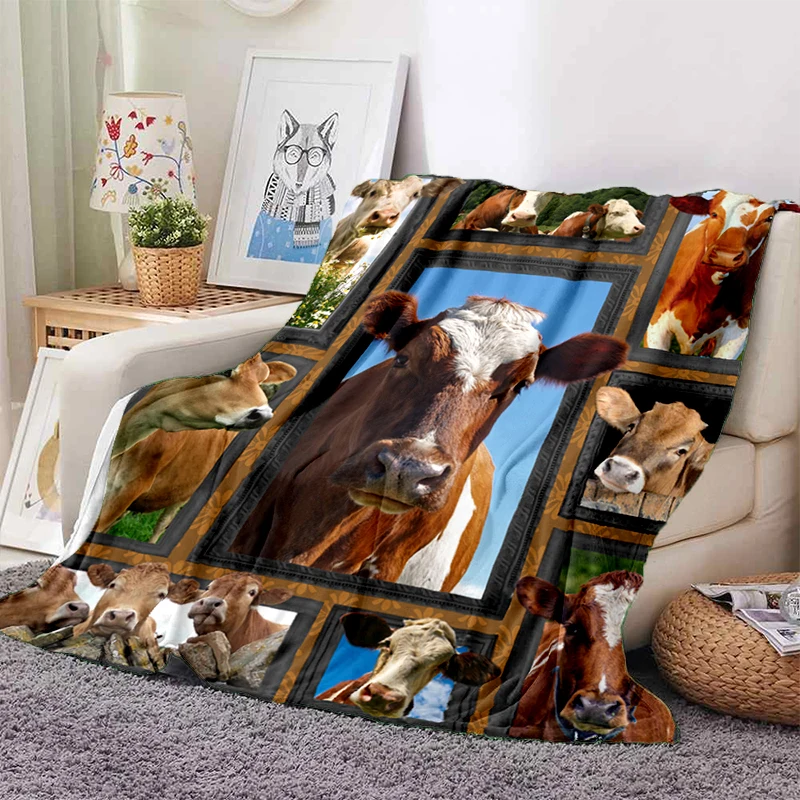 

Animal Blankets Elephant Wolf Cow Dog Flannel Blanket Super Soft Fleece Throw Blankets for Bedroom Couch Sofa Gift soft blanket