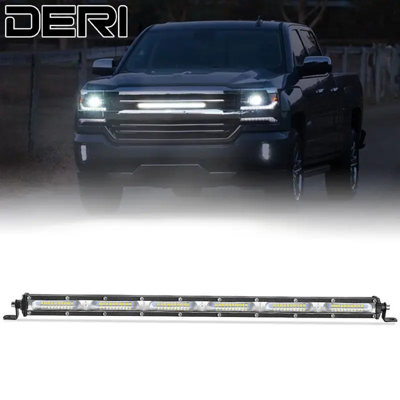 

20 дюймовая сверхтонкая Светодиодная панель рабочего света, прожекторная фара дальнего света 12 В, 24 В, Однорядная фара для Jeep 4WD, 4X4, ATV, UTV, SUV, вн...