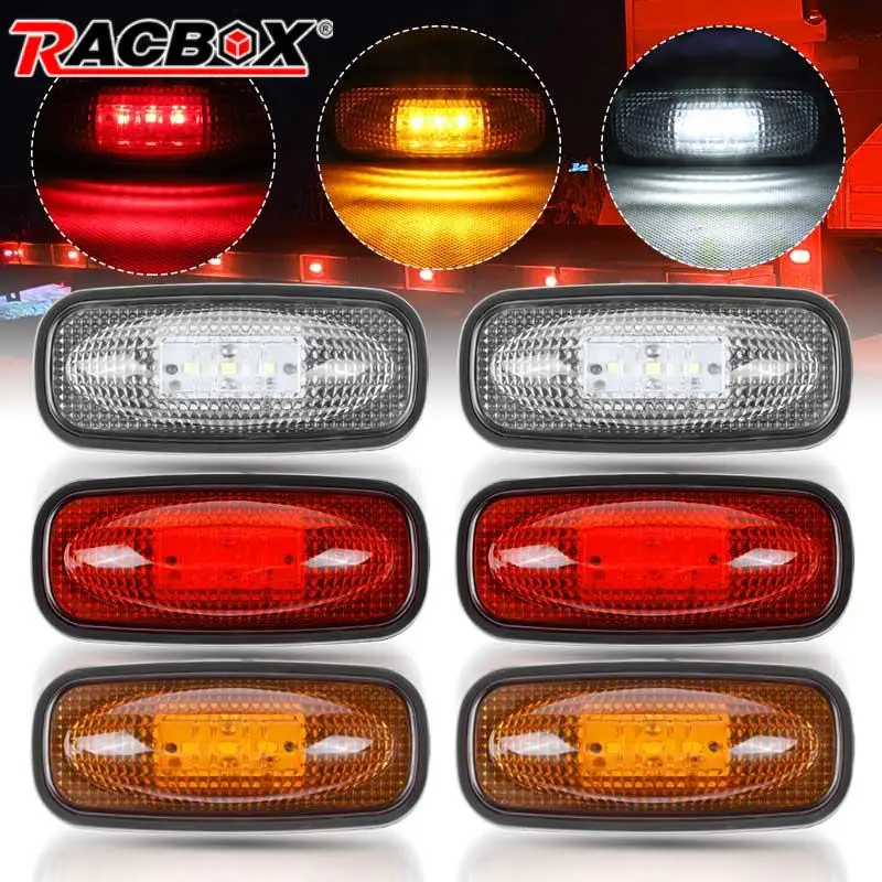 

10PCS Warning Light LED Traile 3LED Side Marker Lamp Truck Accesorios Parking Lights for Truck Parts Yellow Red White 12V 24V