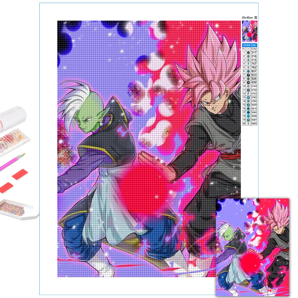 

Diy 5D Black Goku And Zamasu Diamond Painting Dragon Ball Full Round Drill Embroidery Kits Cross Stitch Anime Picture Home Decor
