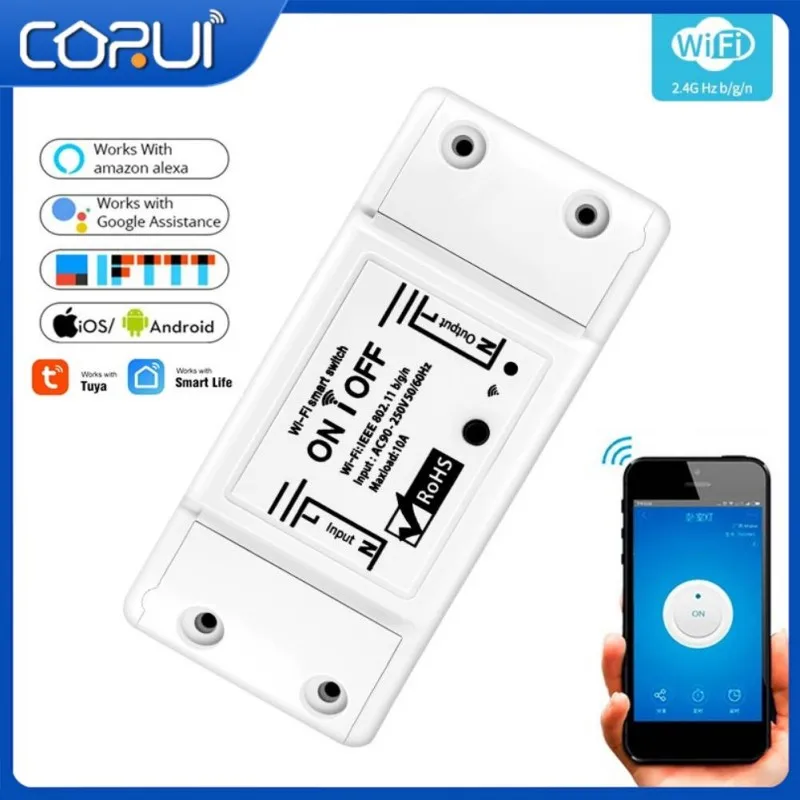 

CORUI WiFi Smart Breaker Switch Tuya/Smart Life APP Interruptor Wifi Inteligente Wireless Remote Control Work With Alexa Google