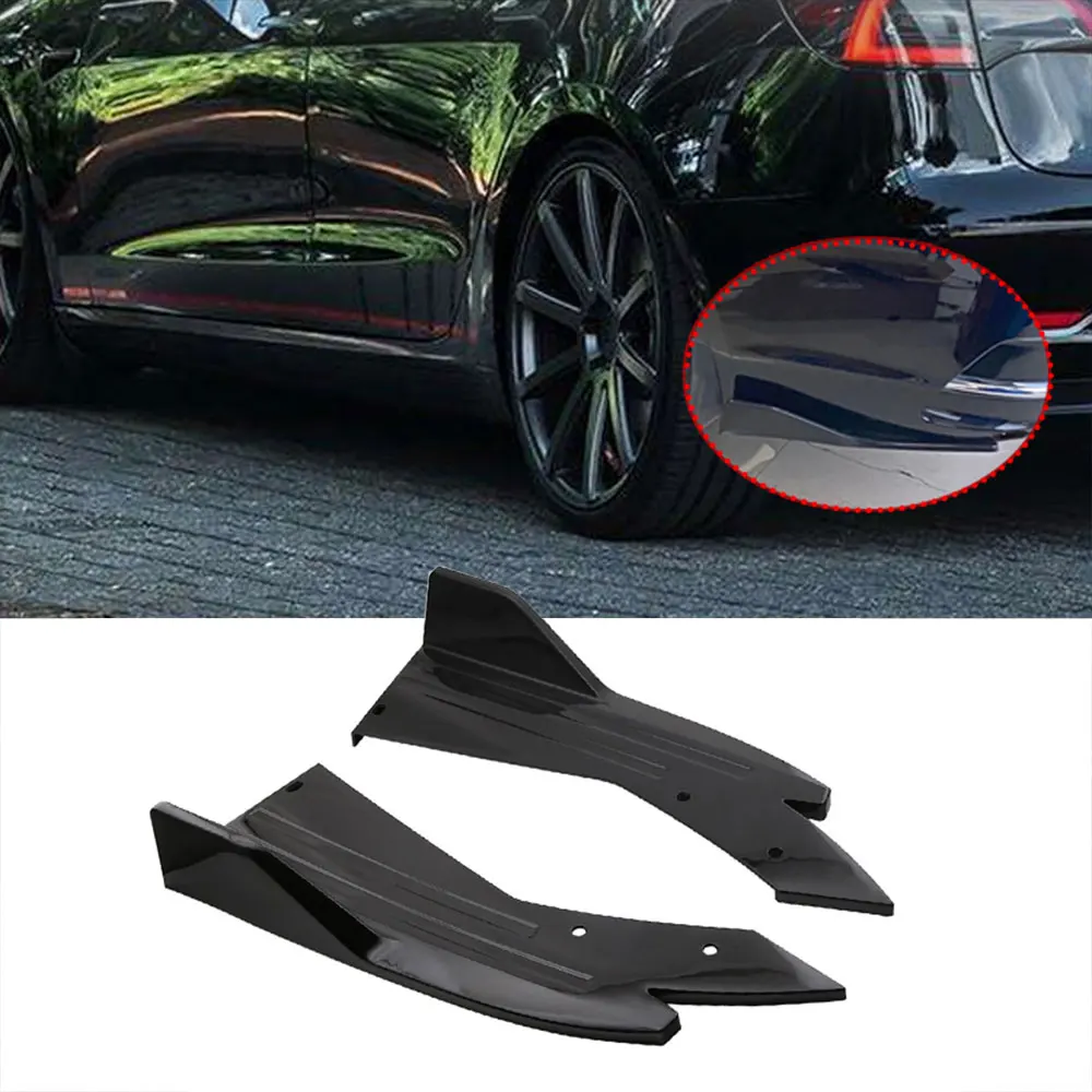 

2pcs Car Rear Bumper Lip Modification Accessories Carbon Fiber Side Skirt Spoiler Splitter Start Button Fluorescent Key Ring