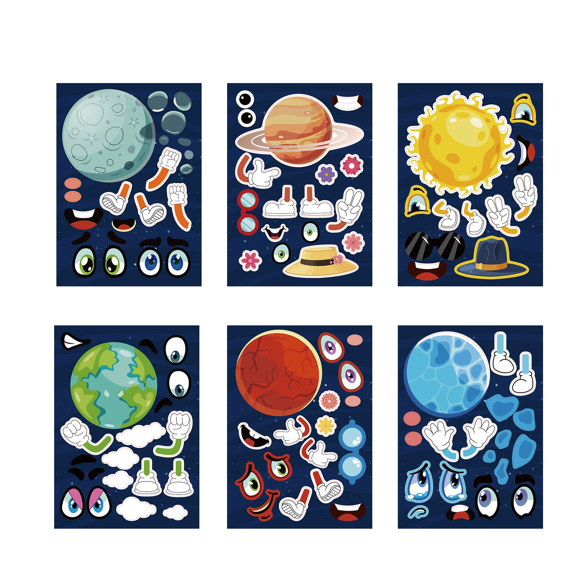 

6/12Sheets Outer Space Planet Stickers 3D Cartoon Scrapbooking Stickers DIY Creative Astronomy Puzzle Game Children Reward Toys