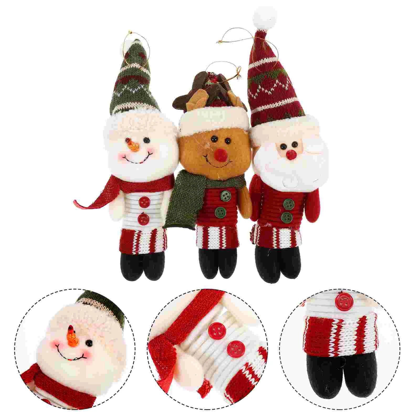 

3PC Santa Claus Elk Adorable Snowman Ornaments Pendants for Restaurant Hotel Christmas Office Home