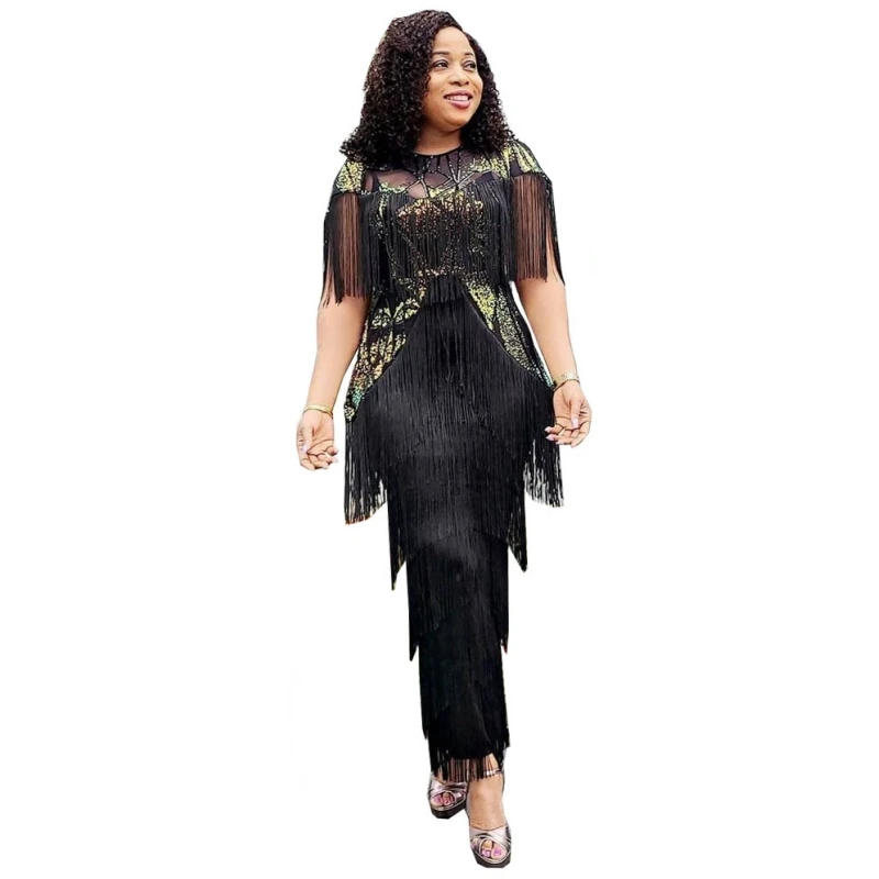 Африканские платья с кисточками и блестками для женщин новый стиль классические