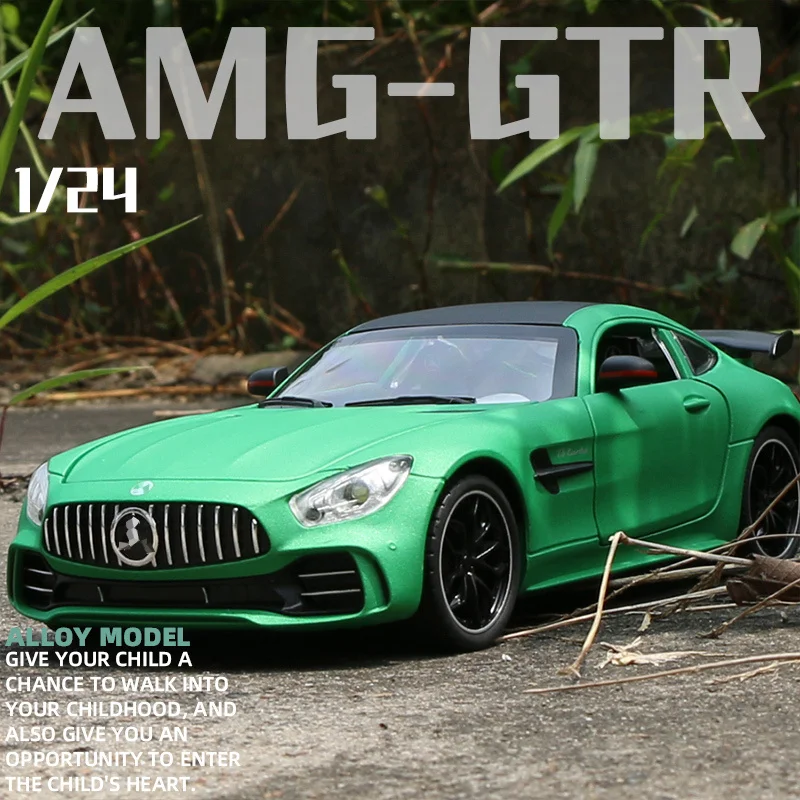 

Модель литая автомобиля GTR AMG 1:24 из сплава, игрушка с имитацией звука, подсветки, сверхспортивный автомобиль, подарок для мальчика, коллекция