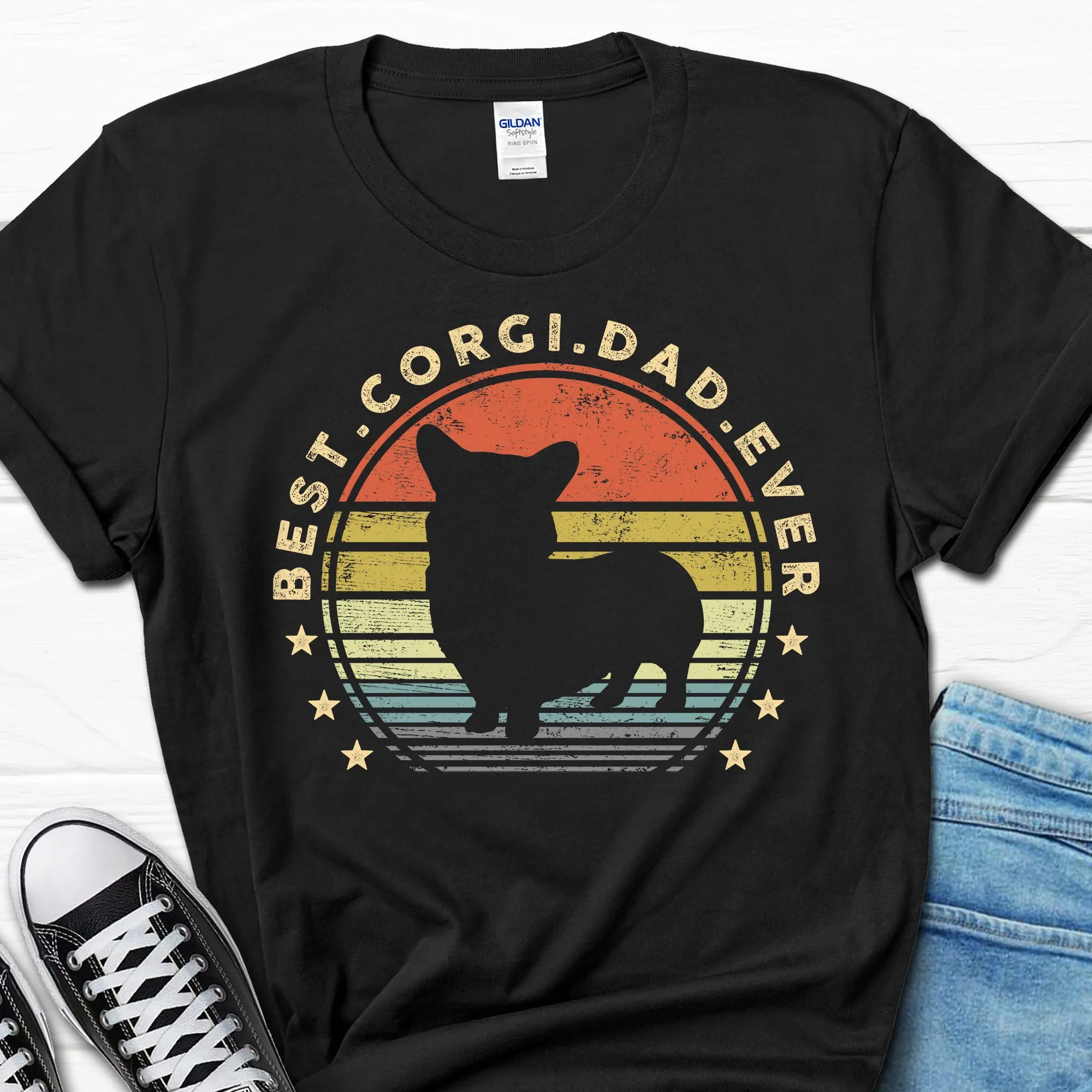 Лучшая футболка Corgi Dad Ever Мужская на День отца владелец s для него влюбленный ретро