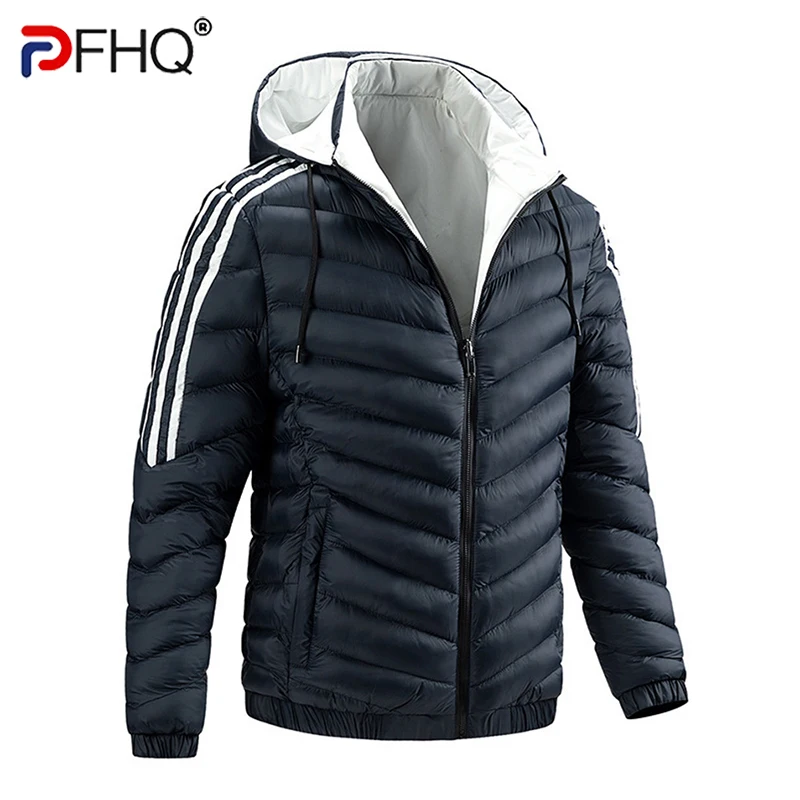 PFHQ 2023 Men's New Autumn Winter Double Sided Wear Youth Cotton Padded Clothes Hooded Fashion Trendy Jackets Cool Coat 21Q1755