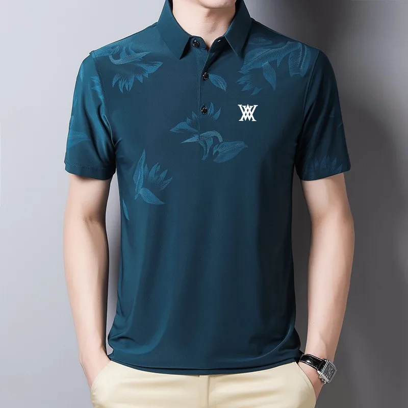 

2022 Summer Men Golf Shirts Short Sleeve Business Polo T Shirts Slim Breathable Golf Clothing Street Casual Fashion Men's Tops