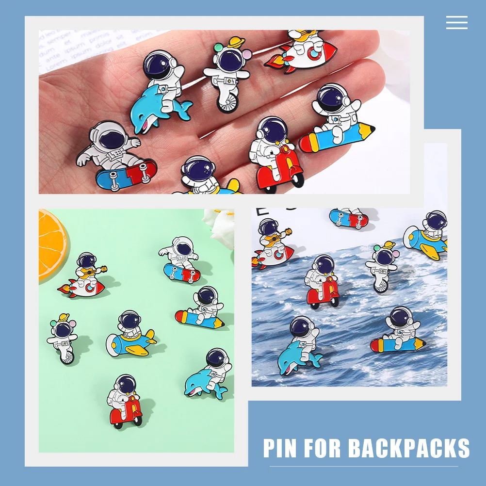 7 Pcs Astronaut Brooch Pattern Pin Brooches Women Metal Decor Clothing Clothes Alloy Decorative Jewelry Miss