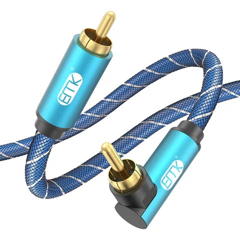 EMK сабвуфер кабель правый угол коаксиальный аудио кабель RCA к RCA 90 градусов коаксиальный кабель для Smart-TV, акустический кабель