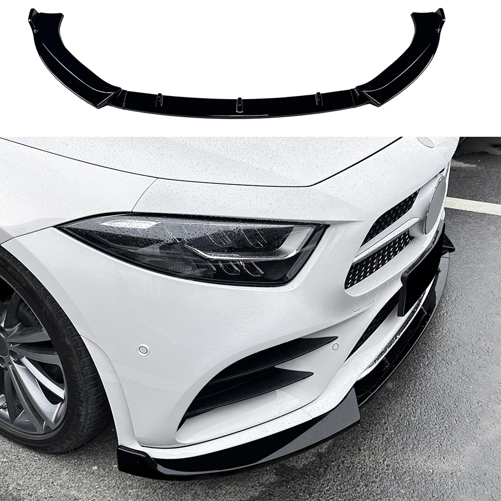 

For Mercedes Benz CLS Class C257 2018 - 2021 AMG Front Lip Spoiler Bumper Shovel Modification Car Body Kit Glossy Black