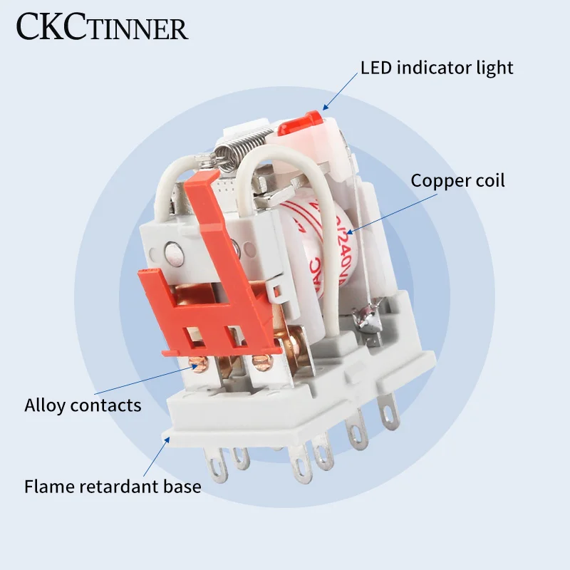 Miniaturowe przekaźniki sterujące YHM2N-GT YHL2N-GT YHM3N-GT YHM4N-GT Elektromagnetyczny przekaźnik pośredni DC12V DC24V AC220V z podstawą