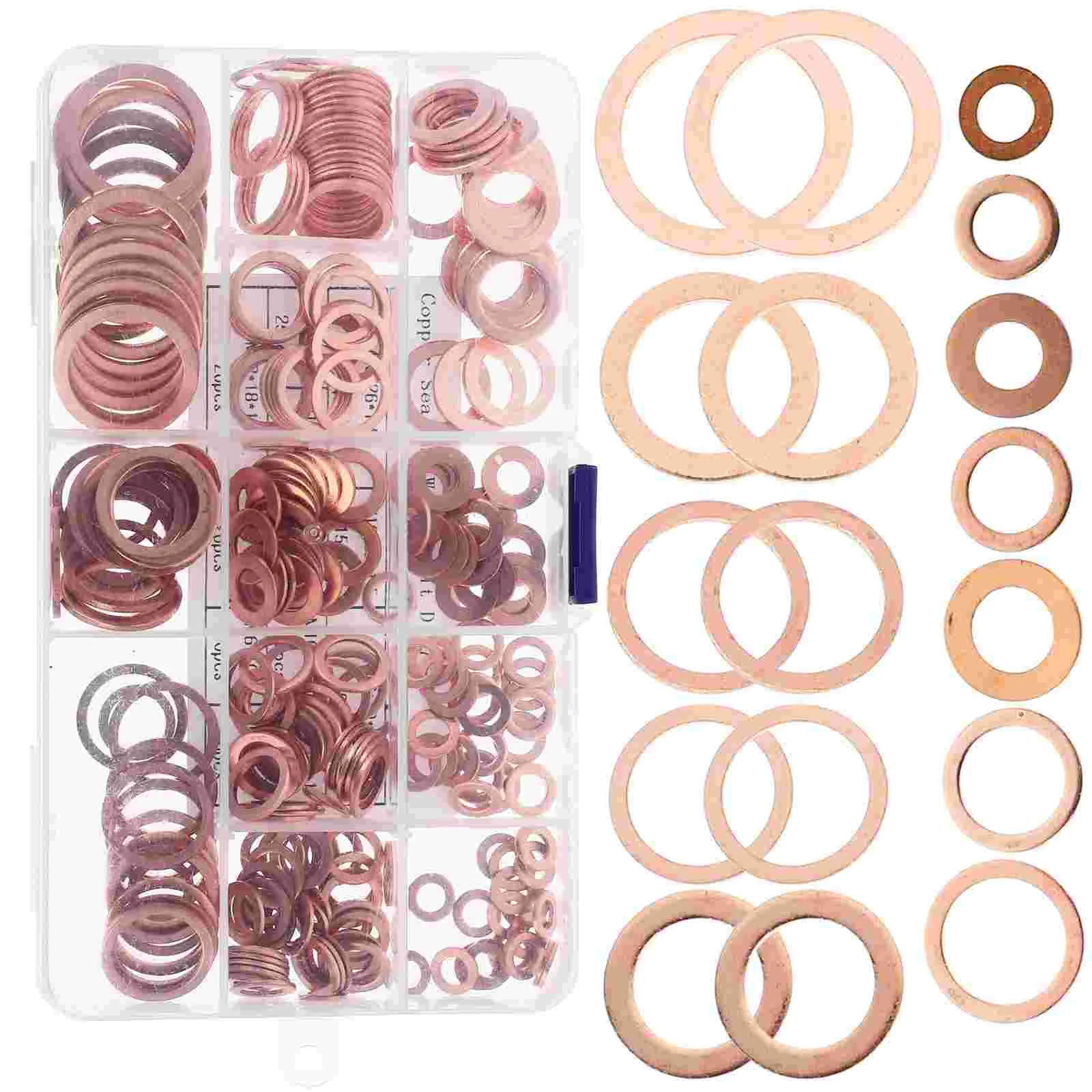 

280 Pcs Flat Washers Sealing Drain Plug Kit Marine Watch Oil Gasket Crush Copper Assortment