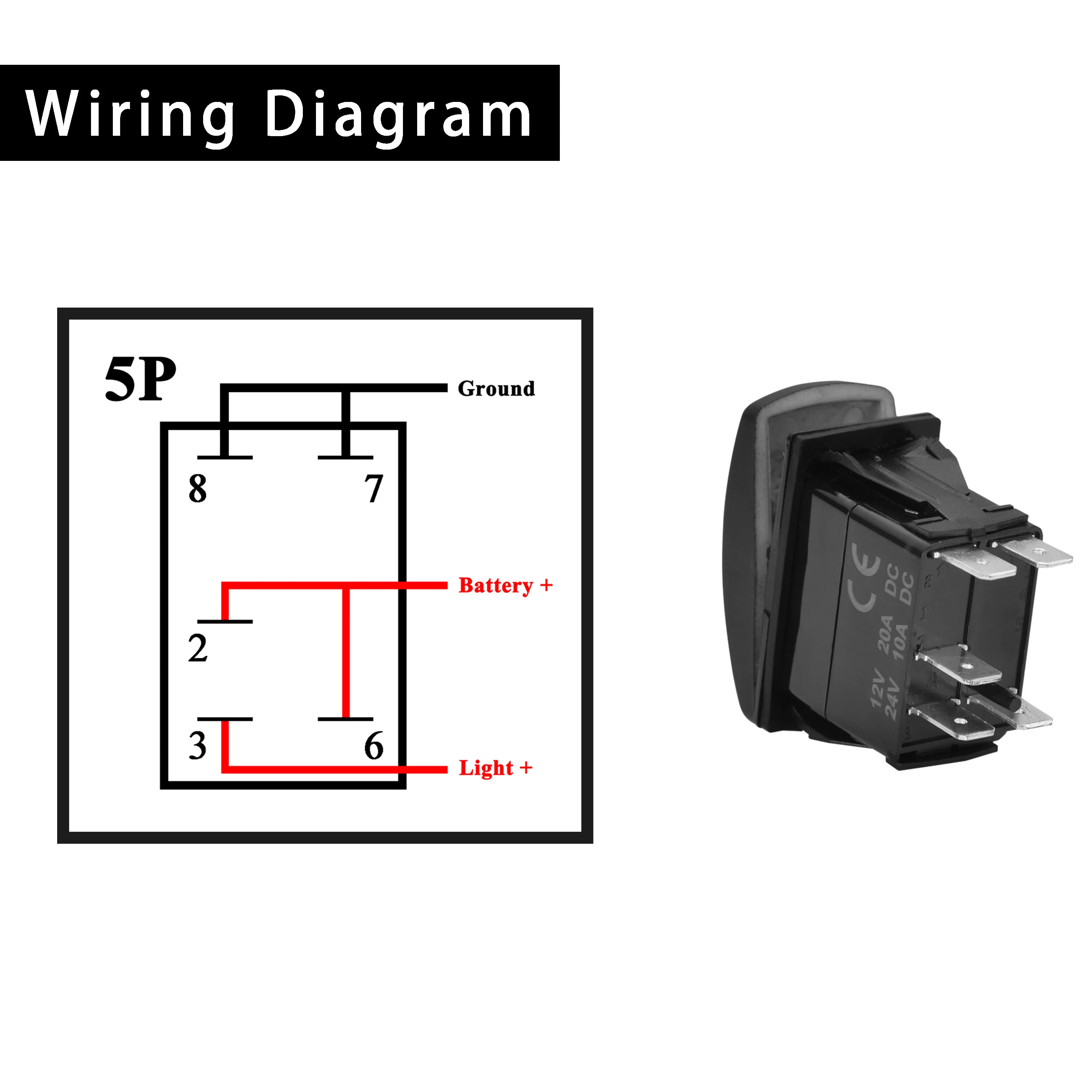 12 В SPST 5PIN ON OFF Dual светодиодный STEREO Rocker Switch для автомобиля лодки грузовика
