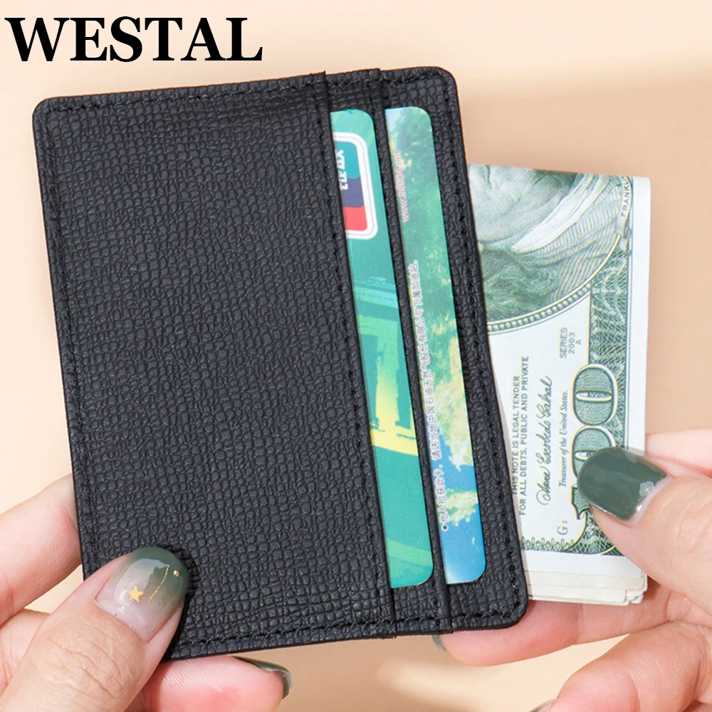 Genuine Leather Card Holder Silm Bank Credit Card Men Women Wallet Organizer Business Casual Bag Cover