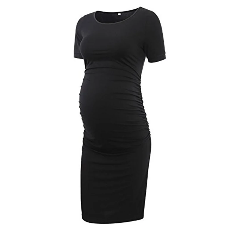 

Maternity Side Ruched Maternity Clothes Bodycon Dress Mama Casual Short Sleeve Wrap Dresses Womens Clothing New