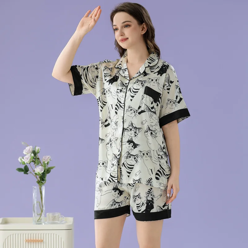 Пижамный комплект Женский из 2 предметов одежда для сна искусственного шелка