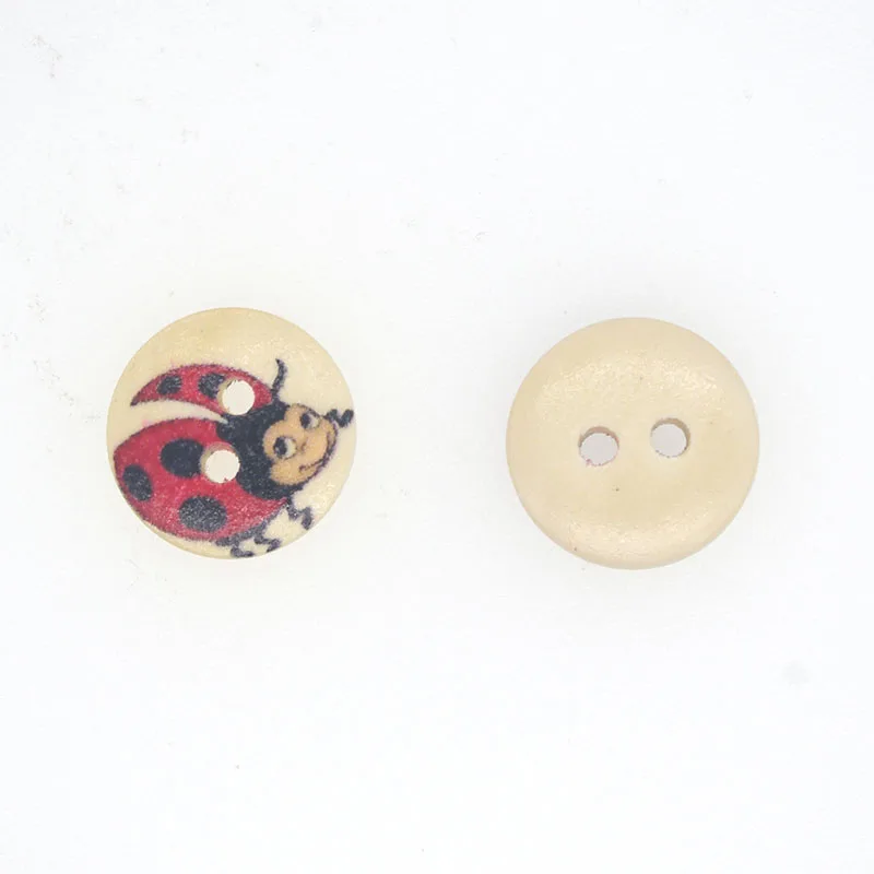 

50PCs Wood Sewing Buttons Scrapbooking Two Holes Beetle 15mm Dia. Costura Botones Decorate bottoni botoes