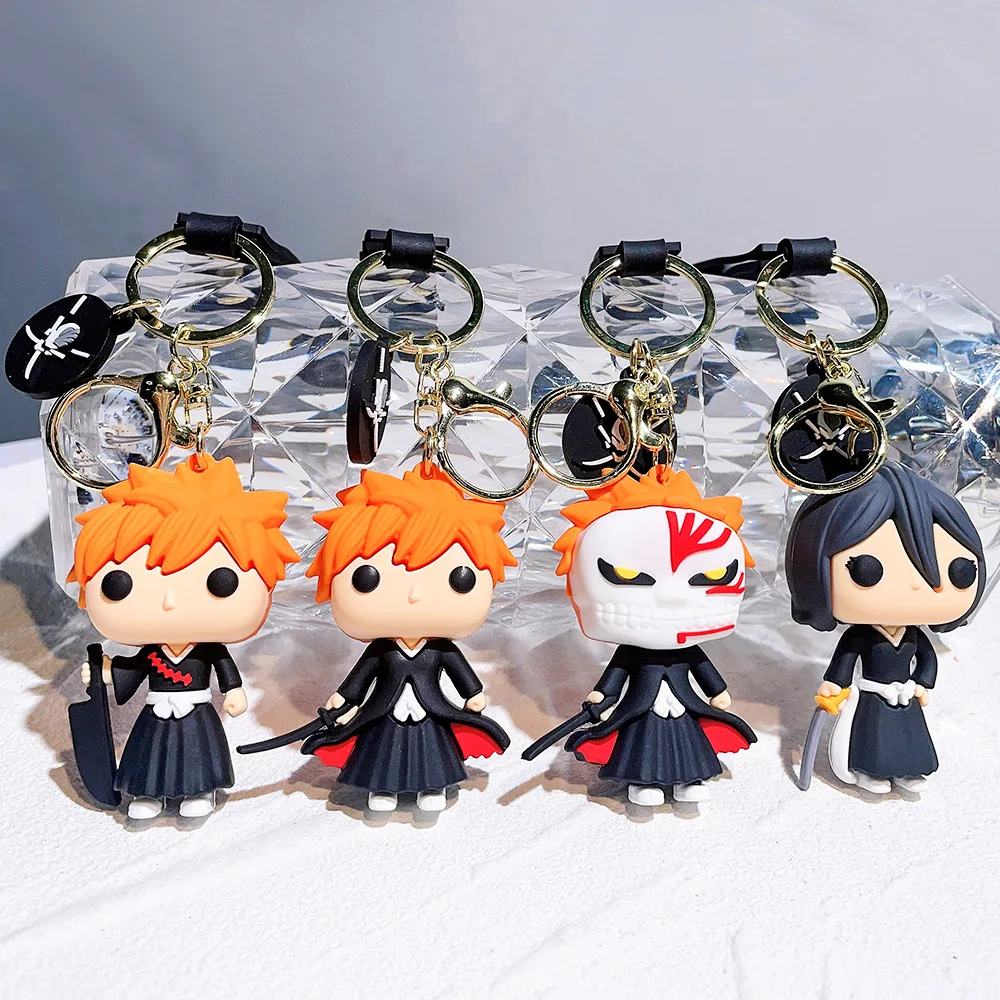 

Bleach Keychain Anime Ichigo Kurosaki Cute Doll Figure Keyring Bag Pendent Key Chain Accessories Kids Toy Gift for Men Boy Fans