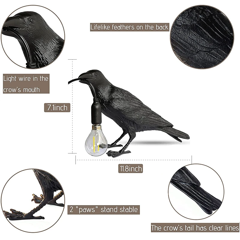 resin lucky bird crow wall lamp table lamp night light for bedroom bedside living room wall lamp home decoration free global shipping