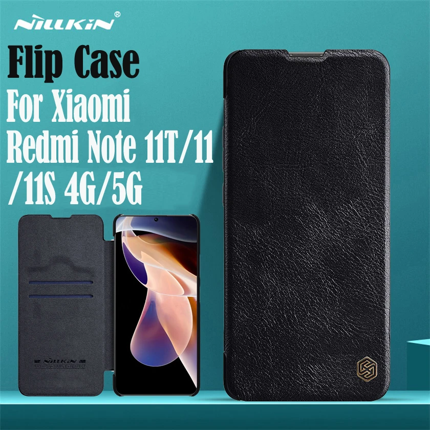 

For Xiaomi Redmi Note 11S / 11T / 11 4G 5G Flip Case Nillkin Qin Leather Card Pocket Book Flip Cover For Redmi Note11 Phone Bags