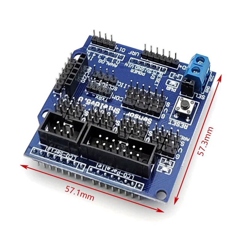 Фото Плата расширения датчика Sensor Shield V5.0 для UNO MEGA R3 V5 для электронных строительных блоков Arduino, детали робота №3