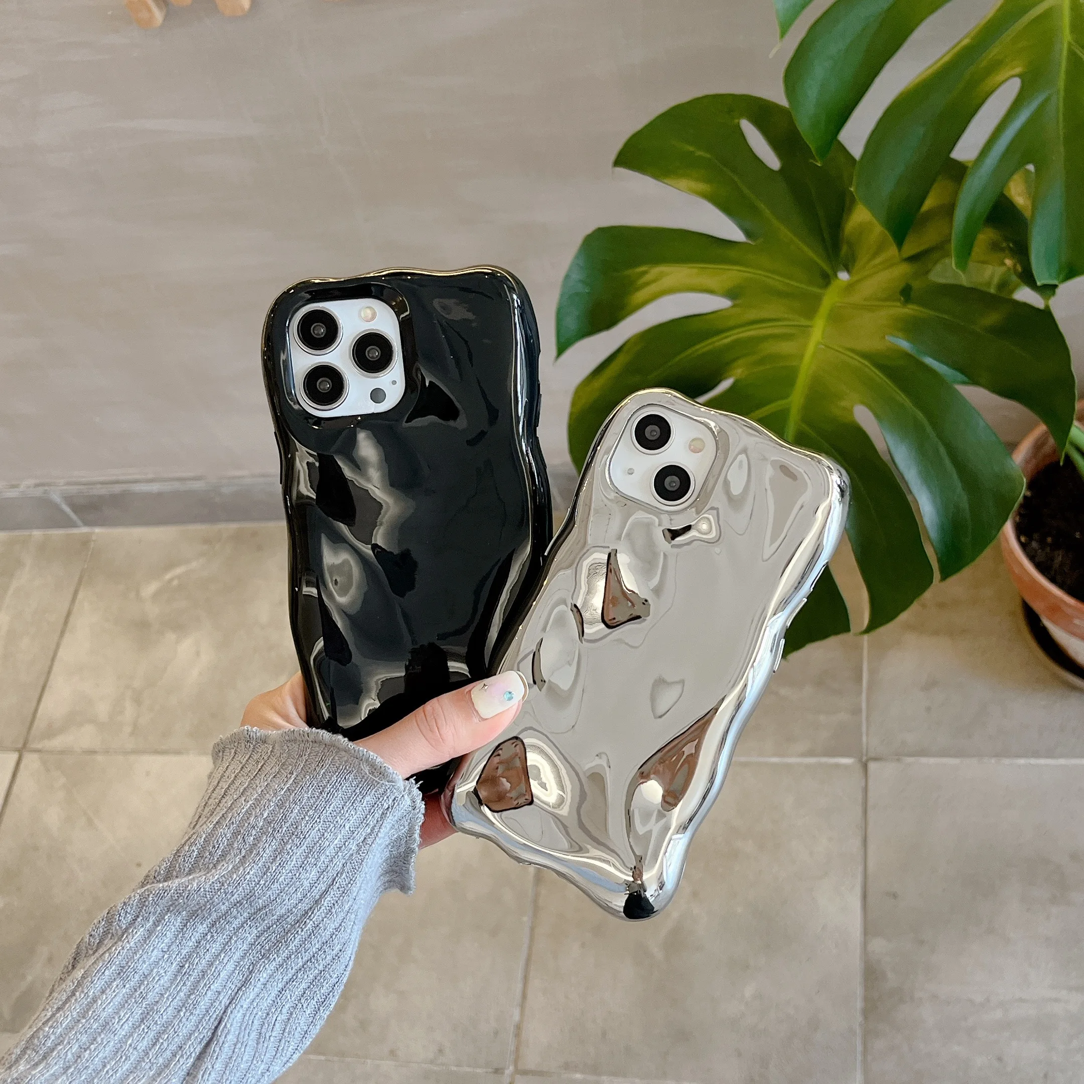 

Electroplated Silver Black Case for IPhone 14 13 12 11 Pro Max Protection Shockproof Anti-Scratch Fashion Cute Cover Korea INS