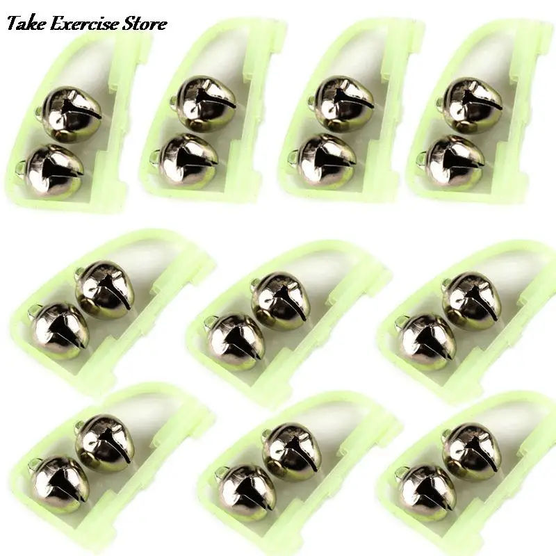 

1PCS Fluorescent Fishing Rod Pole Tip Clip Twin Bell Alarm Alert Ring Glow In The Dark Fishing Tackle Box Accessory tool