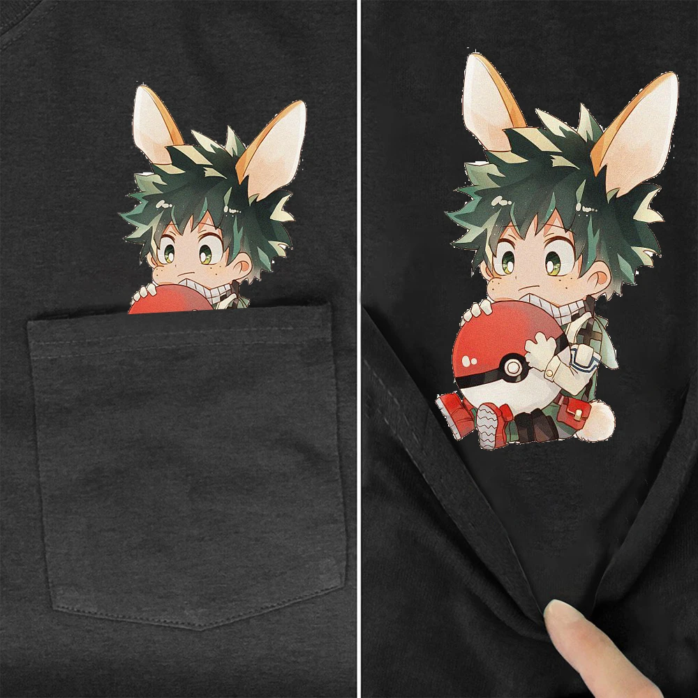 

CLOOCL Fashion Brand T-shirts Cartoon Anime My Hero Academia Pocket Tees Cotton Harajuku Graphic T Shirts for Women Tshirts